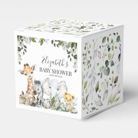 Greenery Foliage Safari Baby shower Favor Box Bedankdoosjes (Voorkant Zijde)