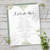 Greenery Foliage Script Wedding Schedule