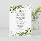 Greenery Foliage Surprise Engagement Party Kaart (Staand voorkant)