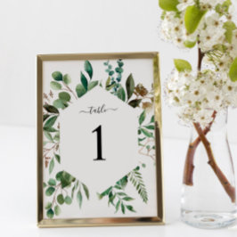Greenery Foliage Table 1 Wedding Table Number Kaart