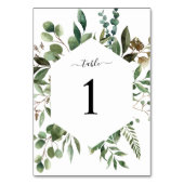 Greenery Foliage Table 1 Wedding Table Number Kaart (Achterkant)