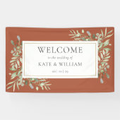 Greenery Foliage Terracotta Wedding Welkom Spandoek (Horizontaal)