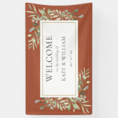 Greenery Foliage Terracotta Wedding Welkom Spandoek (Verticaal)
