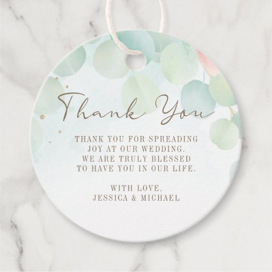 Greenery Foliage Waterverf Botanical Wedding Bedankjes Labels (Voorkant)