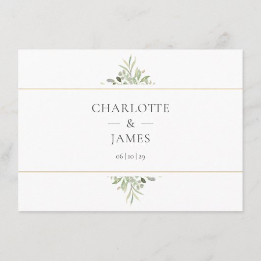 Greenery Foliage Wedding Details Informatiekaartje (Achterkant)