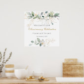 Greenery foliage Wedding Jubileum Welkomstteken Poster (Keuken)