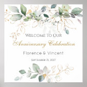 Greenery foliage Wedding Jubileum Welkomstteken Poster (Voorkant)