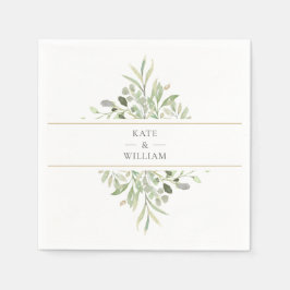 Greenery Foliage Wedding Napkins Servet