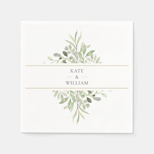 Greenery Foliage Wedding Napkins Servet (Voorkant)