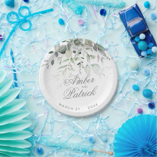 Greenery Foliage Wedding  Papieren Bordje (Feest)