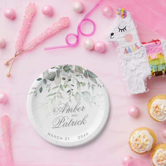 Greenery Foliage Wedding Papieren Bordje (Feest)