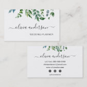 Greenery Foliage Wedding Planner Elegant Modern Visitekaartje (Voorkant / Achterkant)