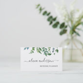 Greenery Foliage Wedding Planner Elegant Modern Visitekaartje (Staand voorkant)