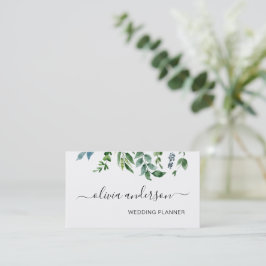 Greenery Foliage Wedding Planner Elegant Modern Visitekaartje