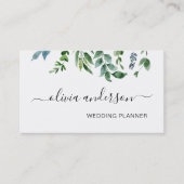 Greenery Foliage Wedding Planner Elegant Modern Visitekaartje (Voorkant)
