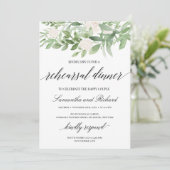 Greenery foliage white roses boho rehearings diner kaart (Staand voorkant)