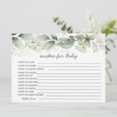 Greenery foliage Wishes for Baby shower Game Kaart (Staand voorkant)