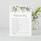 Greenery foliage Wishes for Baby shower Game Kaart (Staand voorkant)