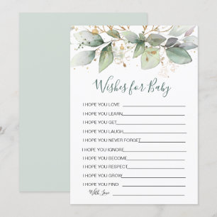 Greenery foliage Wishes for Baby shower Game Kaart