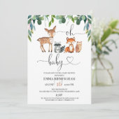 Greenery Foliage Woodland Oh Baby Baby shower Kaart (Staand voorkant)
