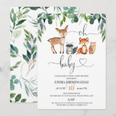 Greenery Foliage Woodland Oh Baby Baby shower Kaart (Voorkant / Achterkant)