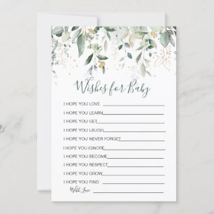 Greenery foliage Wöting for Baby shower Game Invit Kaart