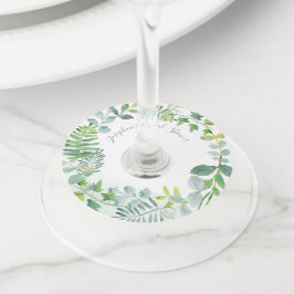 Greenery Foliage Wreated Personalized Vrijgezellen Wijnglaslabel