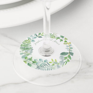 Greenery Foliage Wreated Personalized Vrijgezellen Wijnglaslabel