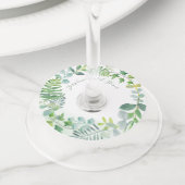 Greenery Foliage Wreated Personalized Vrijgezellen Wijnglaslabel (Dichtbij)