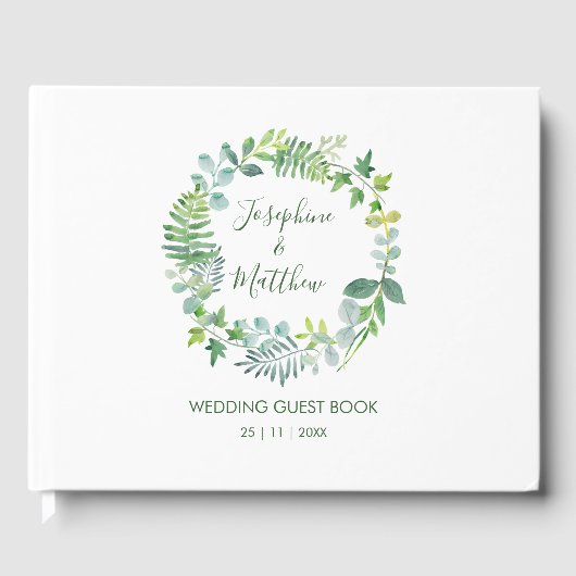 Greenery Foliage Wreath Wedding Gastenboek (Voorkant)
