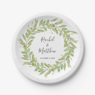 Greenery Foliage Wreath Wedding Papieren Bordje
