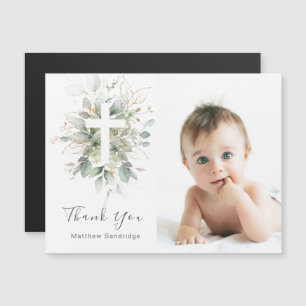 Greenery folim Baptism Photo Thank You Magnetic