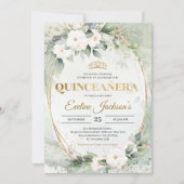 Greenery foliy goudkanon Quinceañera Kaart (Voorkant)