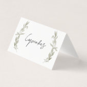 Greenery Food tent cards, greenery place setting Kaart (Voorkant)