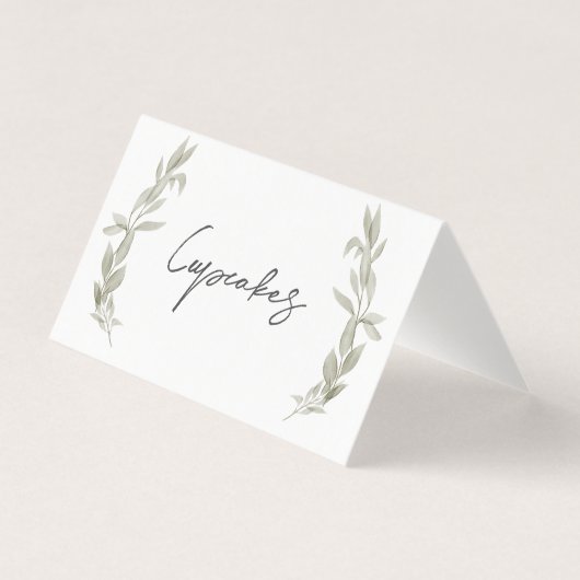 Greenery Food tent cards, greenery place setting Kaart (Voorkant)