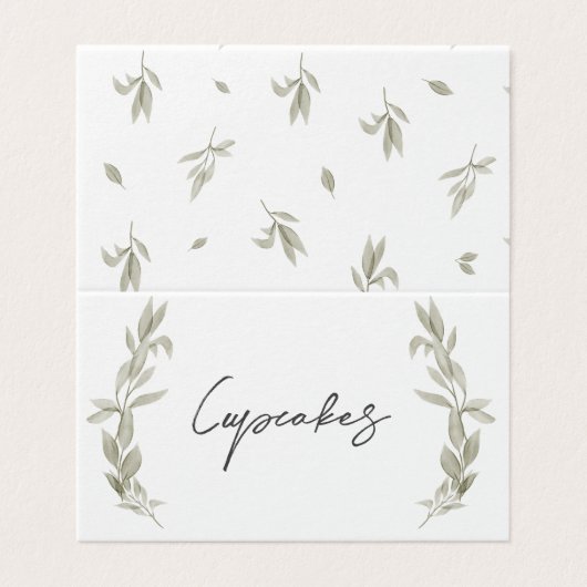 Greenery Food tent cards, greenery place setting Kaart (Buitenkant ongevouwen)