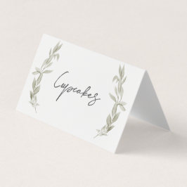 Greenery Food tent cards, greenery place setting Kaart