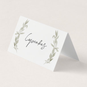 Greenery Food tent cards, greenery place setting Kaart