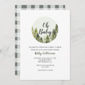 Greenery Forest Adventure Baby shower uitnodiging (Voorkant / Achterkant)