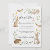 Greenery Forest Animals Baby shower Bedankt Kaart (Voorkant)