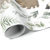 Greenery Forest Australian Animals Baby Birthday Cadeaupapier (Rol Hoek)