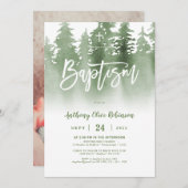 Greenery Forest Photo Baptisme Kaart (Voorkant / Achterkant)