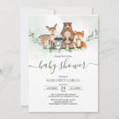 Greenery Forest WOODLAND Animals Baby shower Kaart (Voorkant)
