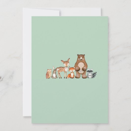 Greenery Forest WOODLAND Animals Baby shower Kaart (Achterkant)