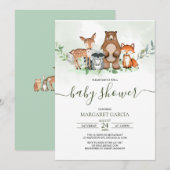 Greenery Forest WOODLAND Animals Baby shower Kaart (Voorkant / Achterkant)