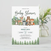 Greenery Forest Woodland Animals Baby shower Kaart (Staand voorkant)