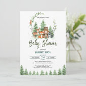 Greenery Forest Woodland Animals Baby shower Kaart (Staand voorkant)