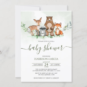 Greenery Forest WOODLAND Animals Baby shower Kaart