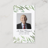 Greenery Foto Begrafenisgebed Kaarten Visitekaartje (Voorkant)
