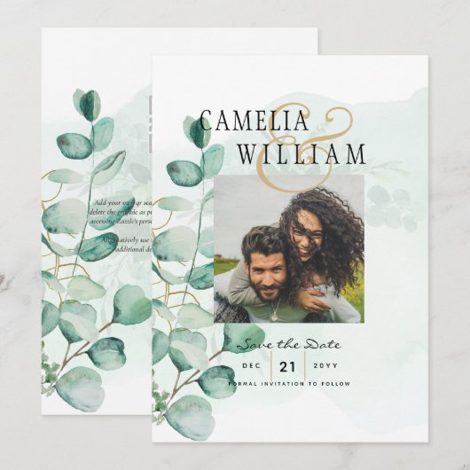 Greenery FOTO BEWAART DE EucalyptusBEGROTING Kaart (Voorkant / Achterkant)